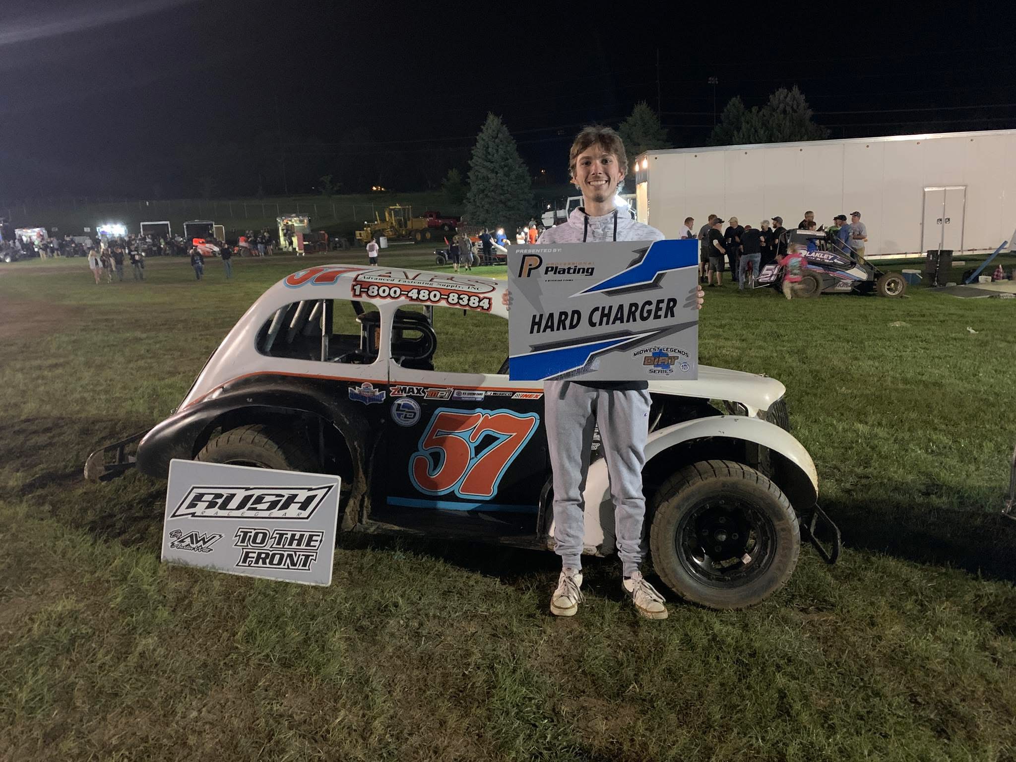 Picture of me after being awarded hard charger of the night in my Legend Car